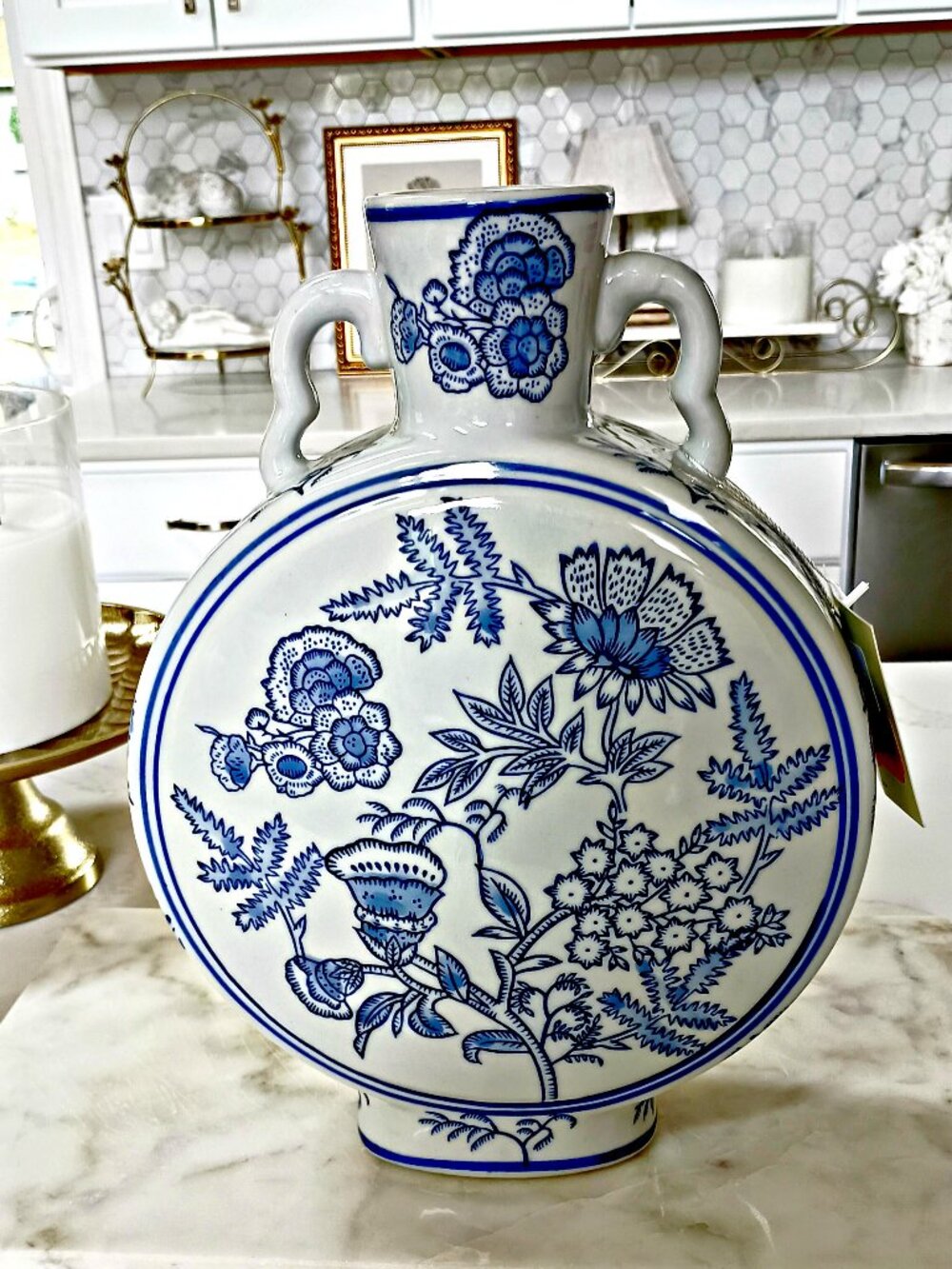 NEW! 89.00 CHINOISERIE ORNATE HANDLED VASE